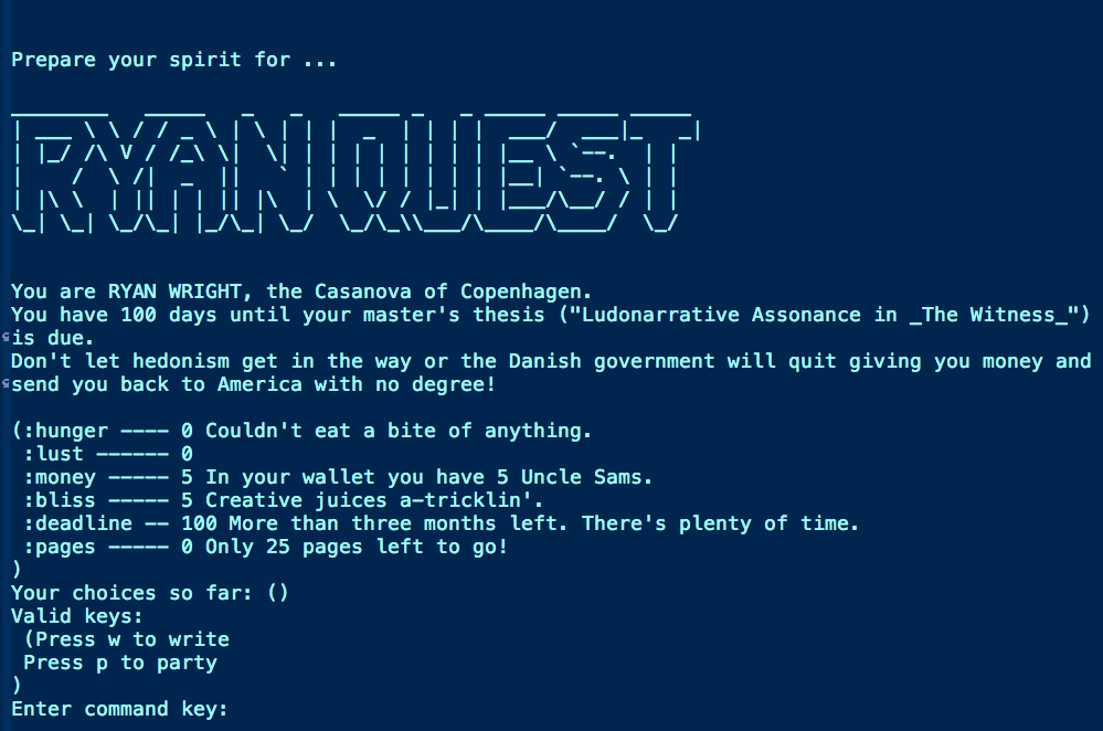 A screenshot of the title screen of the original prototype for Ryan Quest.